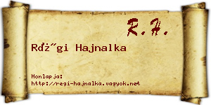Régi Hajnalka névjegykártya